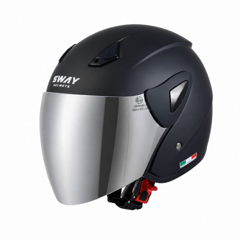 SWAY SW 700 Matt Black Yarim Kask ( GÜMÜS VIZÖR )
