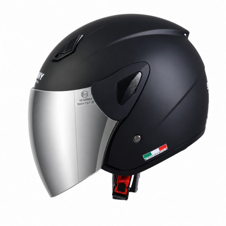 SWAY SW 700 Matt Black Yarim Kask ( GÜMÜS VIZÖR ) - Görsel 3