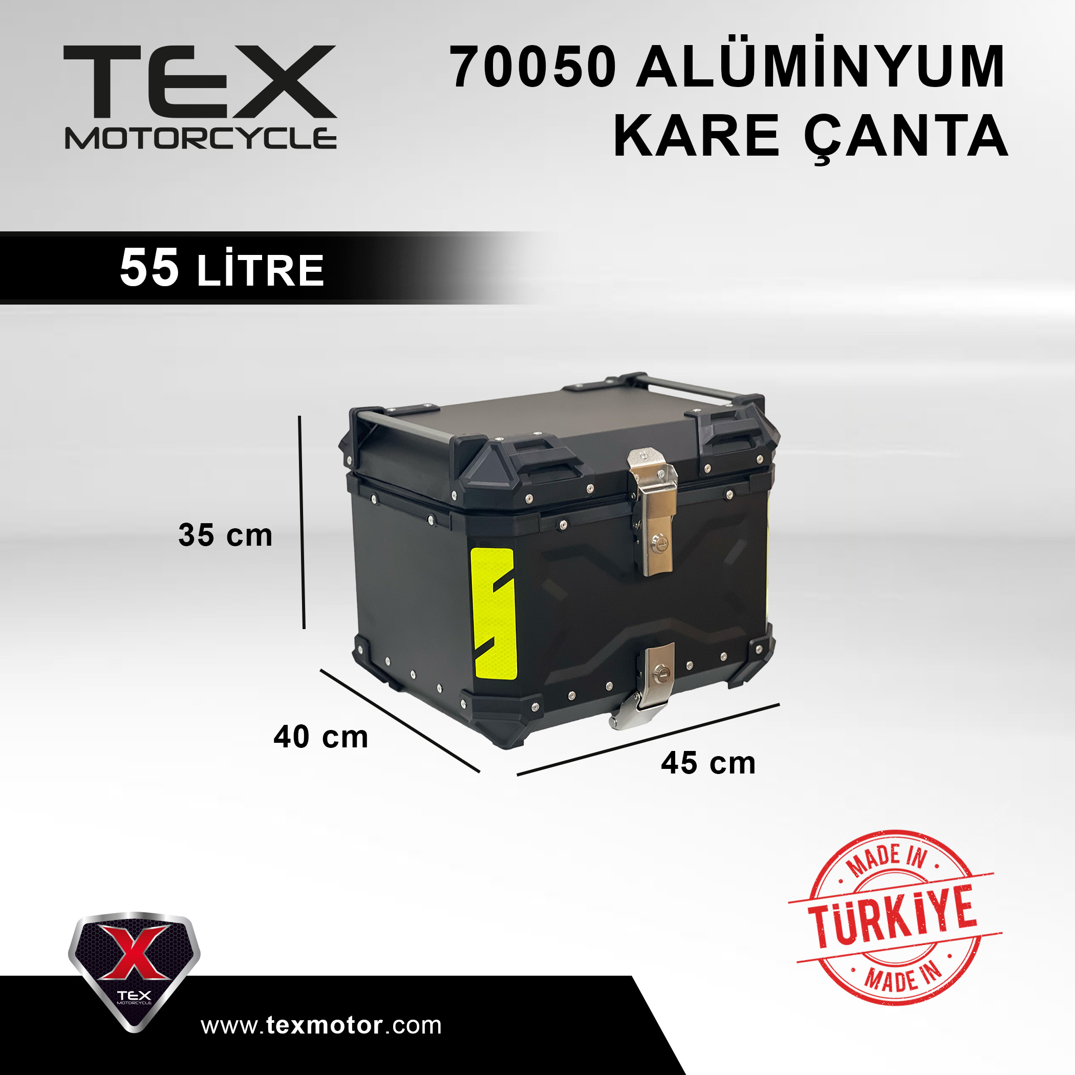 TEX 70050 Alüminyum 55 Litre Universal Siyah Arka Çanta - Görsel 2