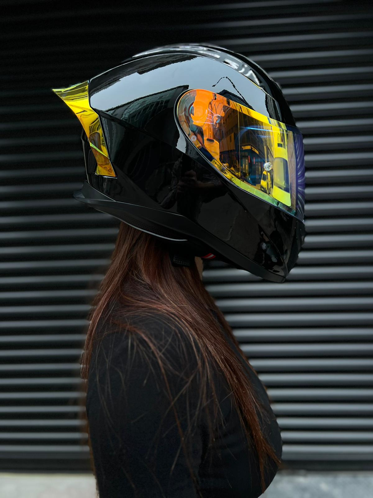 Rivox R1 Gloss Black Revo Motosiklet Kask