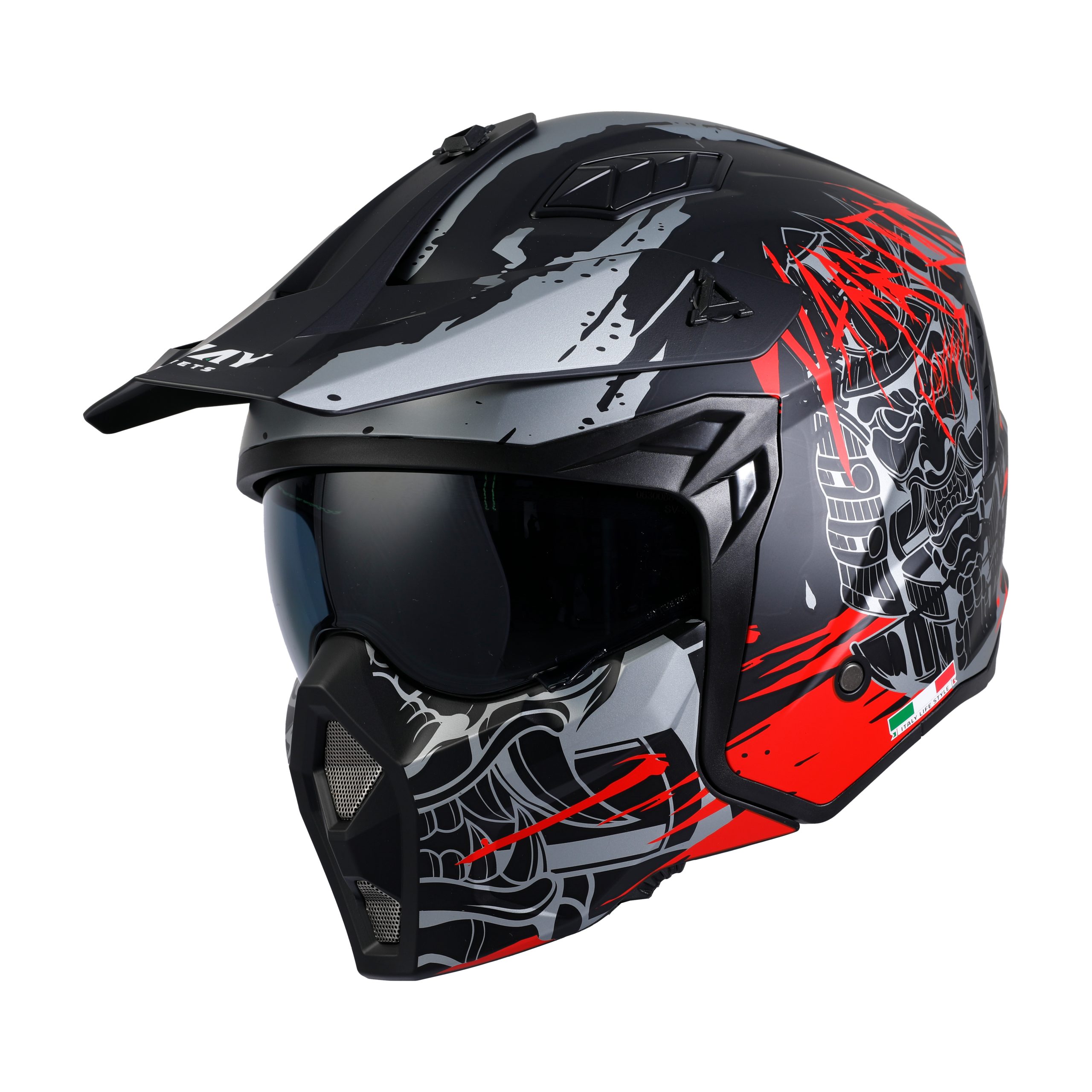 SWAY SEUL WARRIOR Grey Red Modüler Kask - Görsel 2