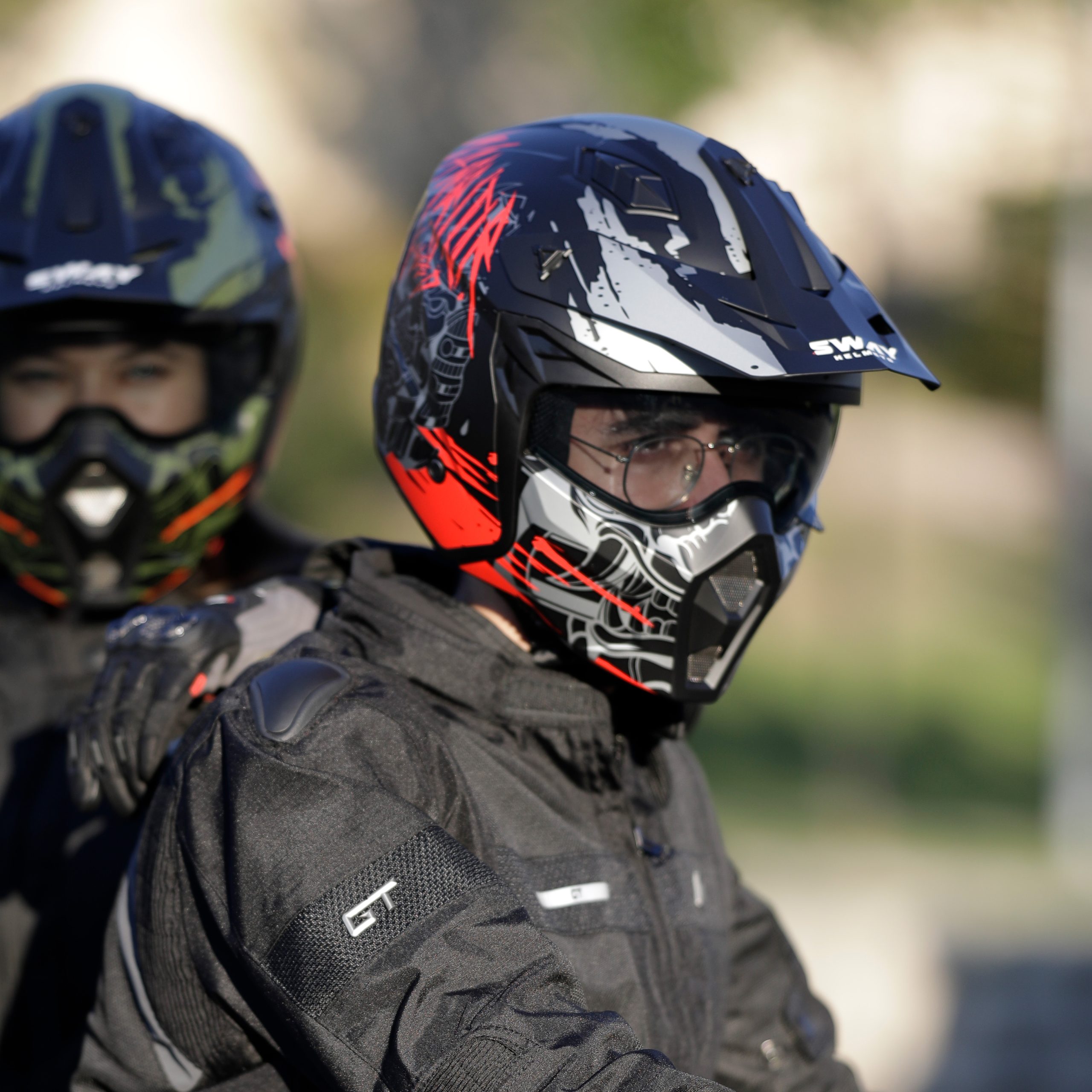 SWAY SEUL WARRIOR Grey Red Modüler Kask - Görsel 3