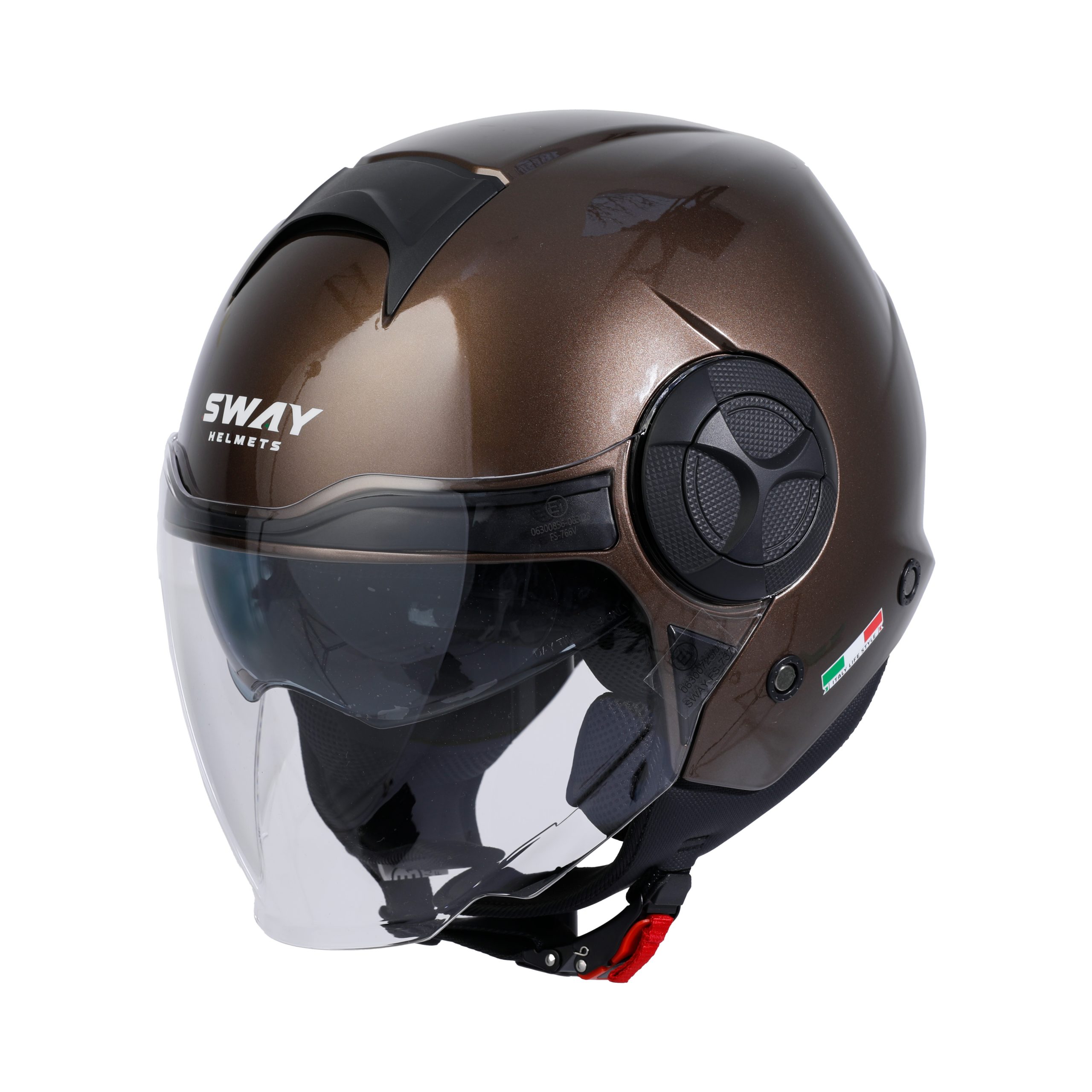SWAY SW 737 GLOSS Brown Yarım Kask - Görsel 2