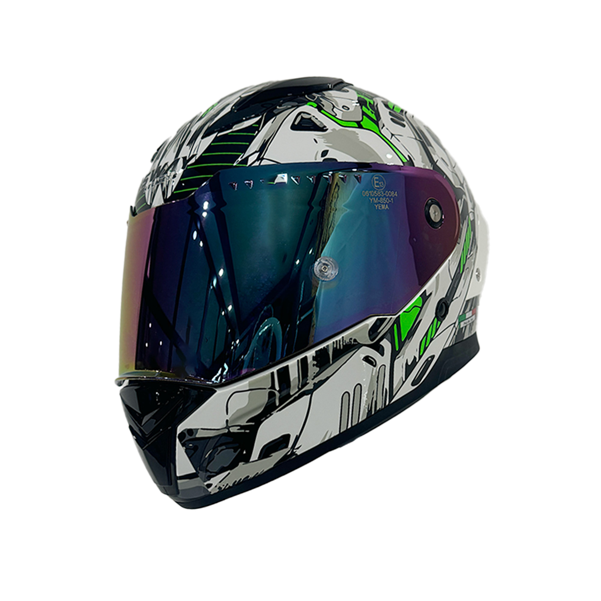SWAY SW 850 White Green Full Face - Görsel 3