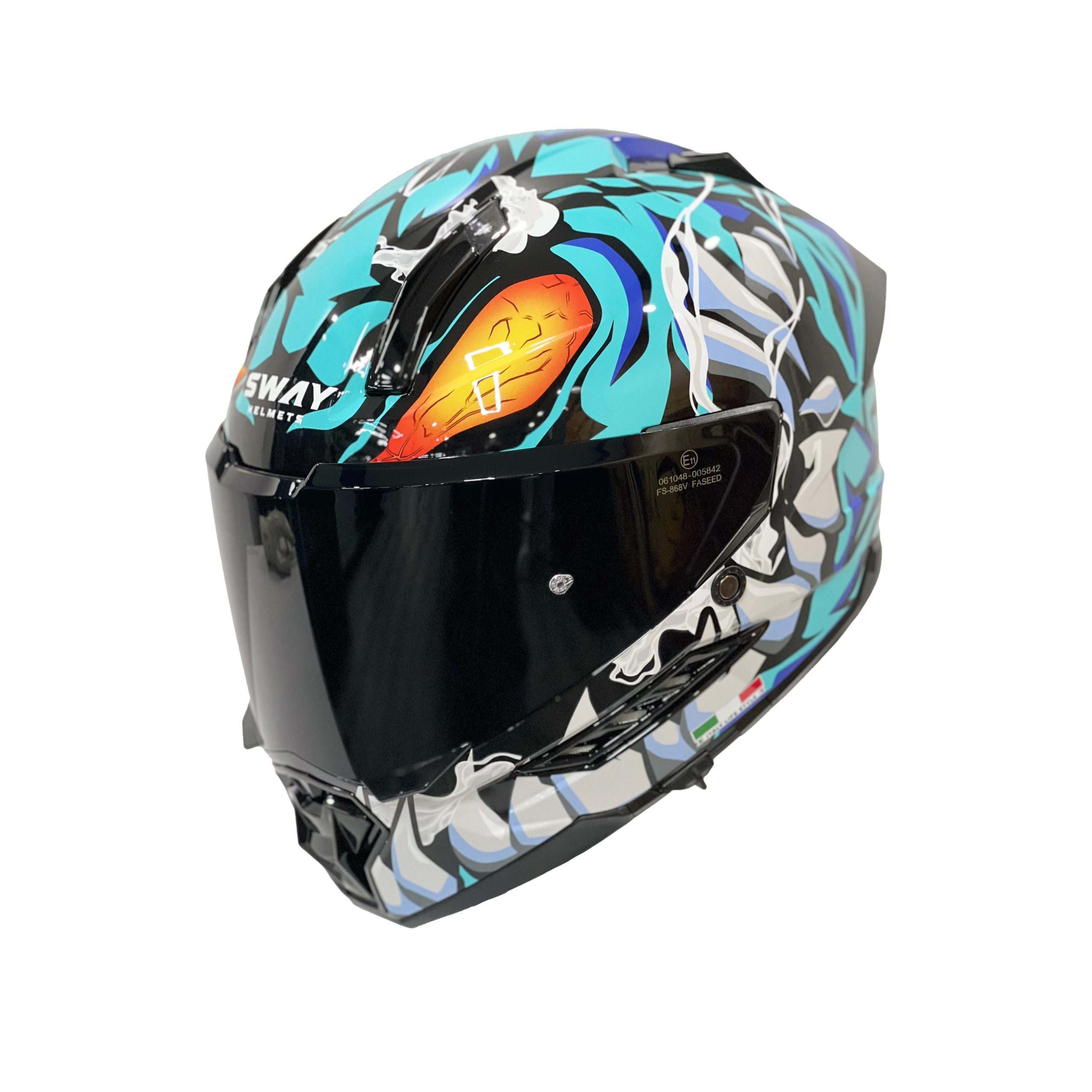 SWAY868 CANNIBAL Black Blue Kask - Görsel 3