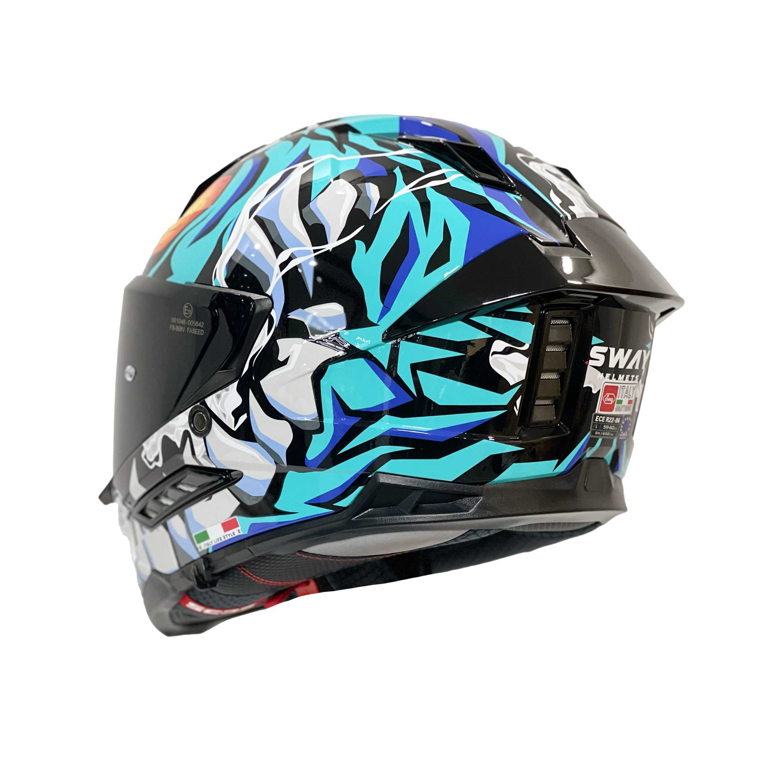 SWAY868 CANNIBAL Black Blue Kask - Görsel 5