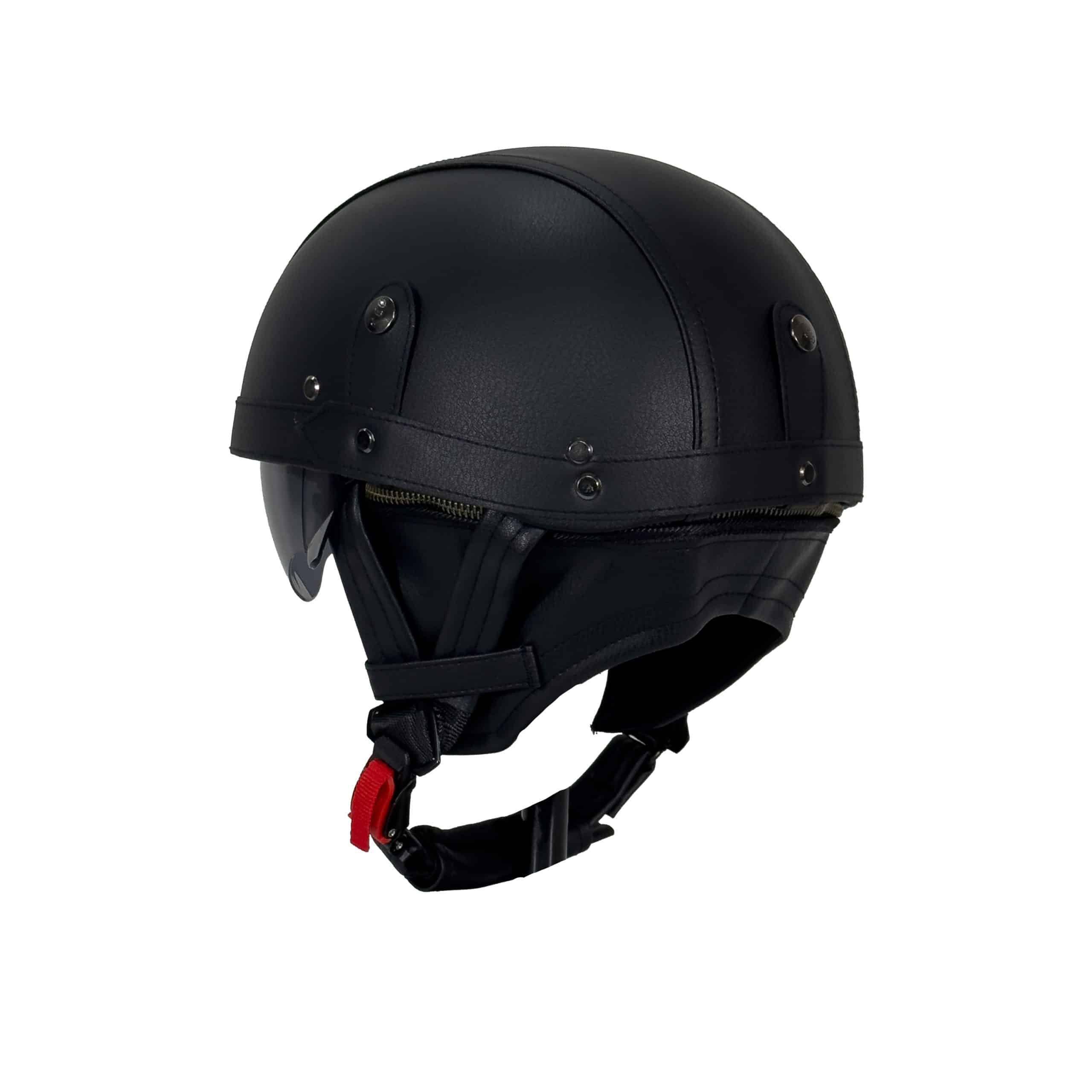 TEX 701 ZN Siyah Deri Miğfer Kask - Görsel 3