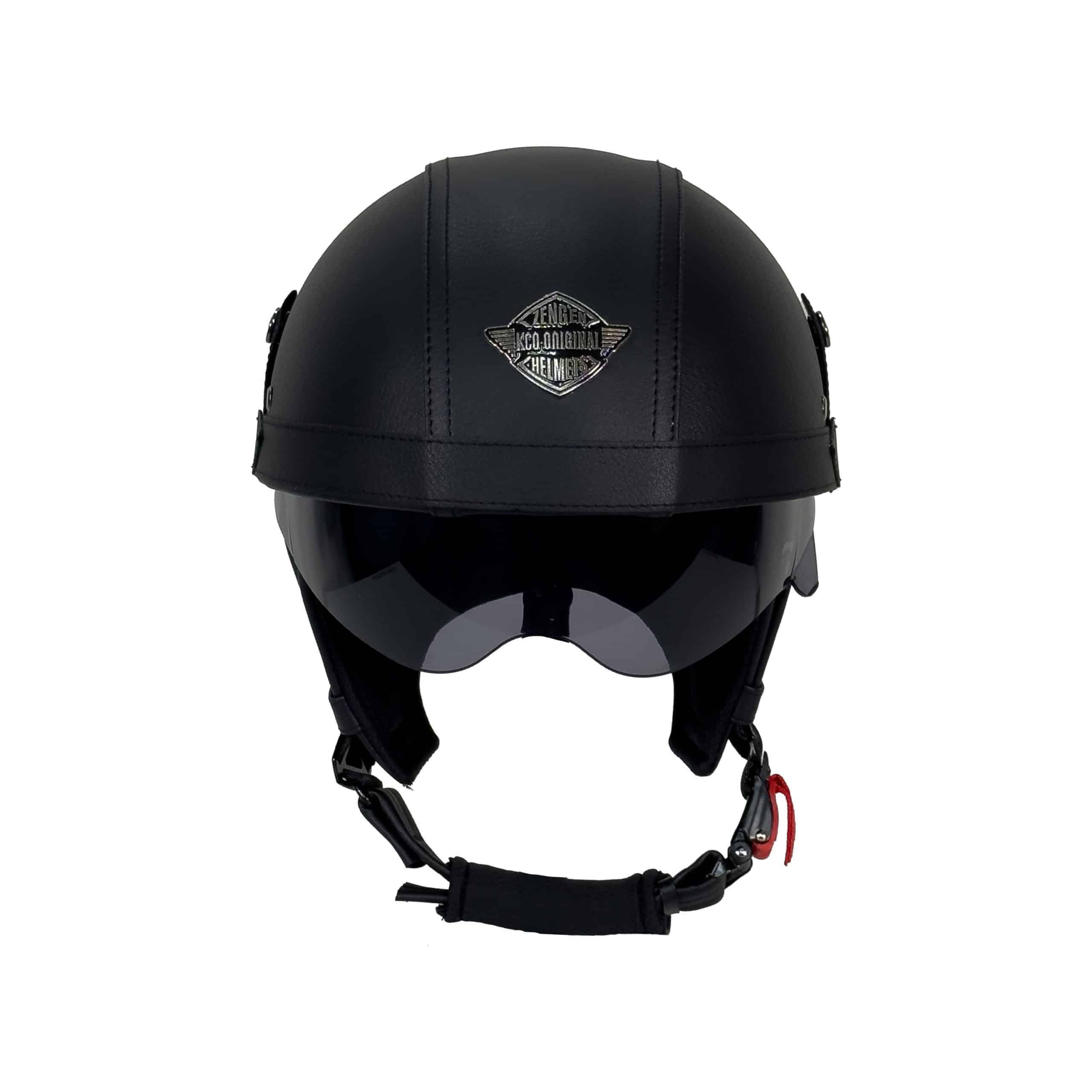 TEX 701 ZN Siyah Deri Miğfer Kask - Görsel 4