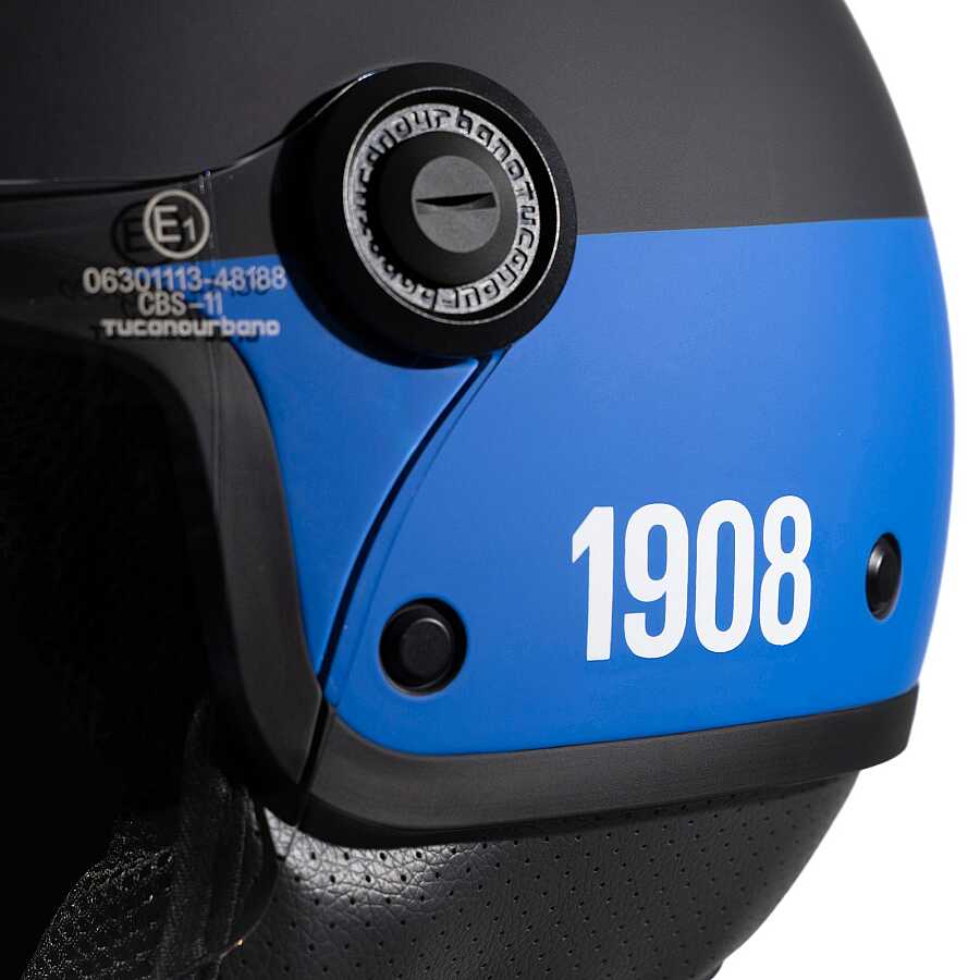 TUCANO Urbano El Jettın 6.0 Yarım Kask Inter Nerazzurro Mat Siyah - Görsel 4