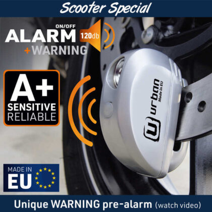 URBAN Securıty UR22 Vespa Uyumlu Alarmlı Disk Kilidi 6MM Pim