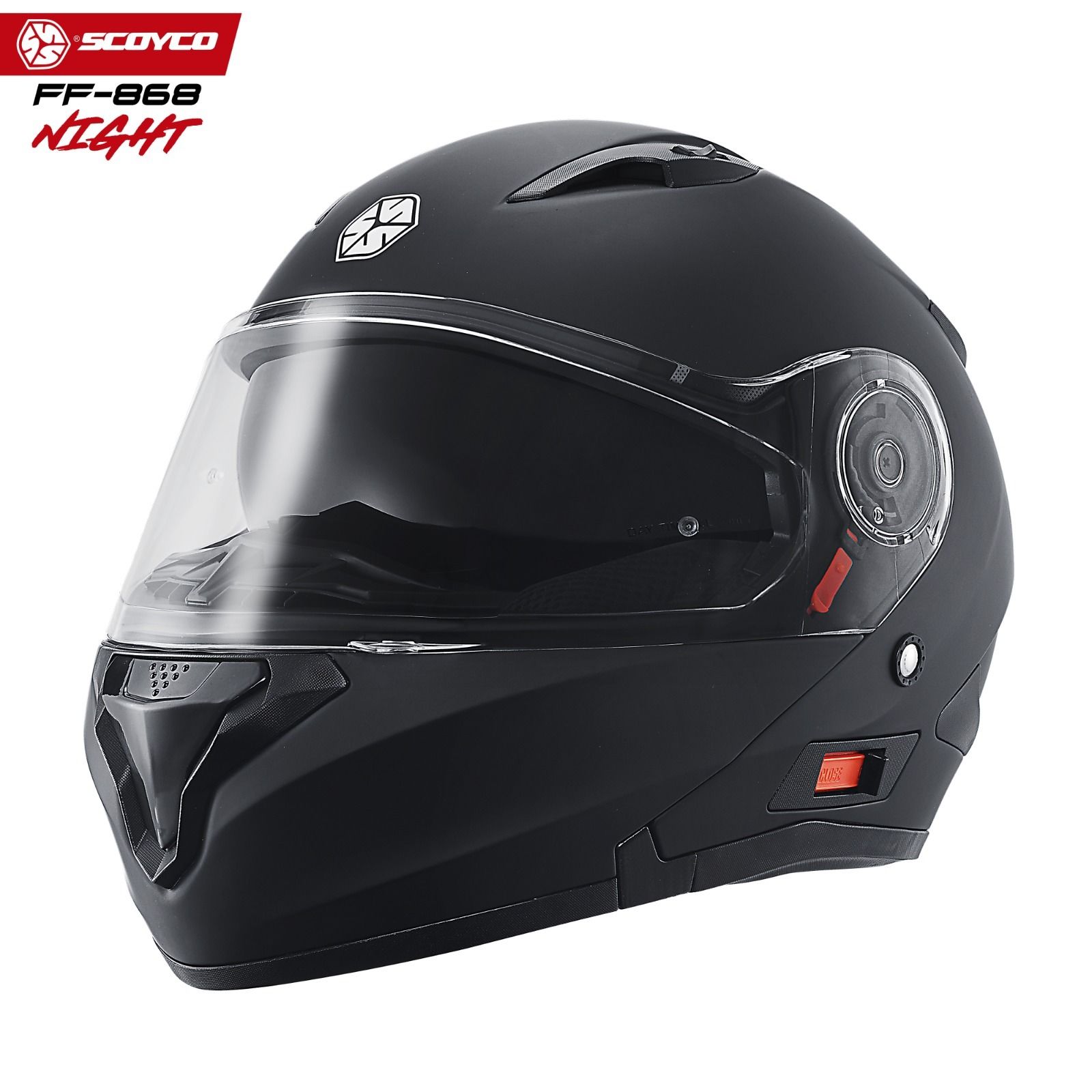 SCOYCO FF-868 Çene Açılır KASK MAT Siyah - Görsel 2