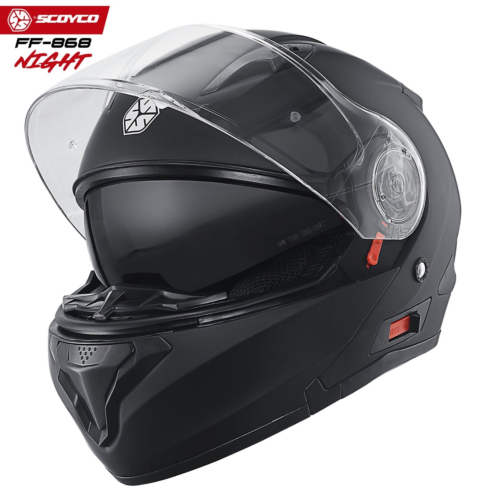 SCOYCO FF-868 Çene Açılır KASK MAT Siyah - Görsel 3