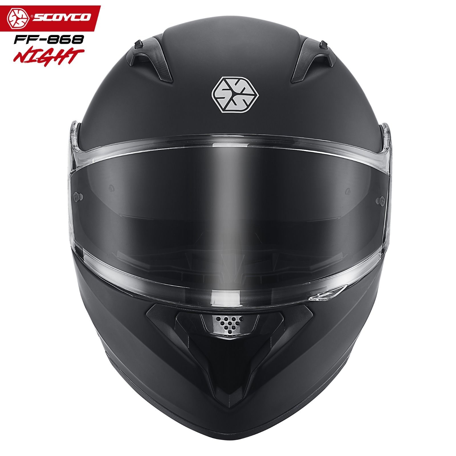 SCOYCO FF-868 Çene Açılır KASK MAT Siyah - Görsel 4
