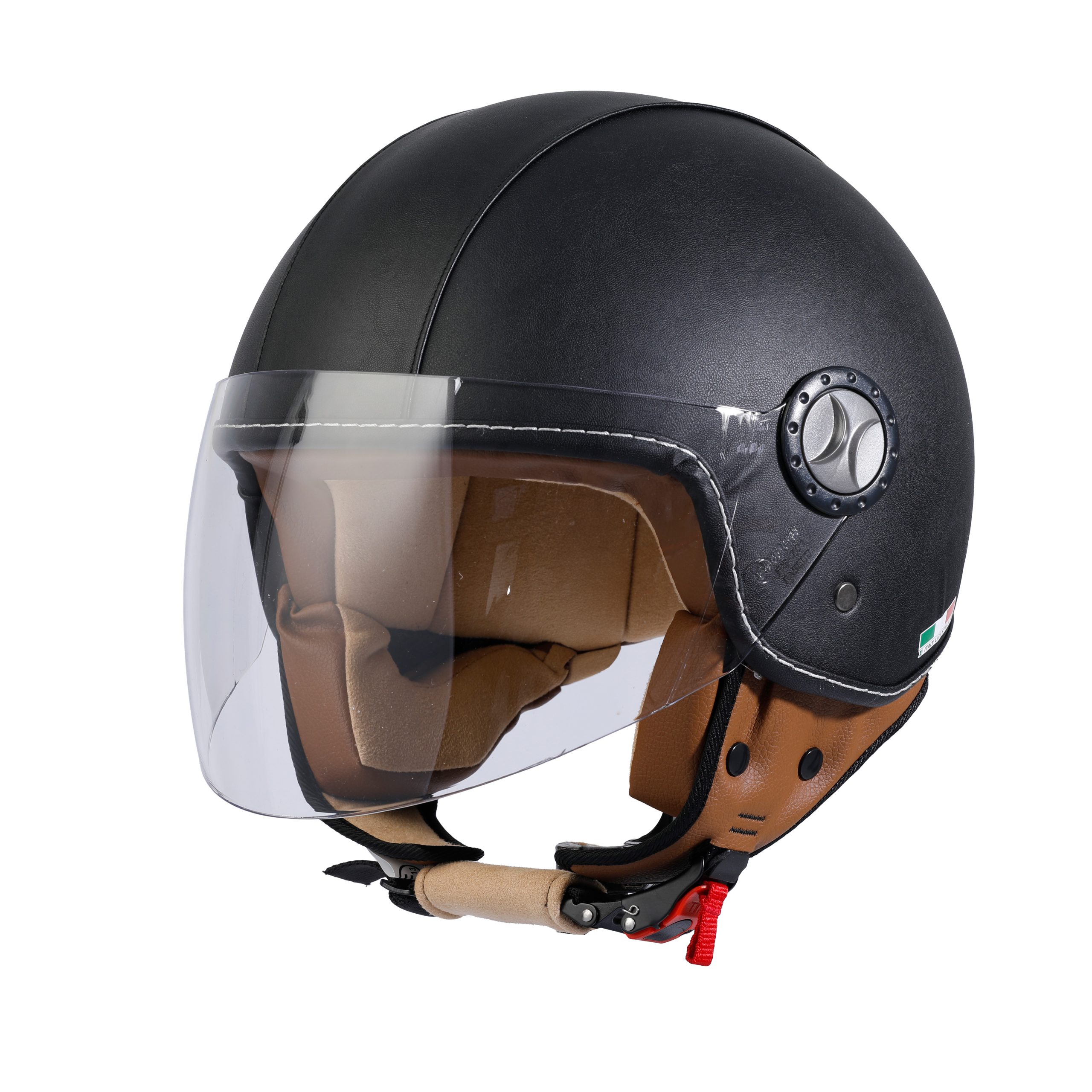 SWAY SW 701 Siyah Deri Yarim Kask - Görsel 2