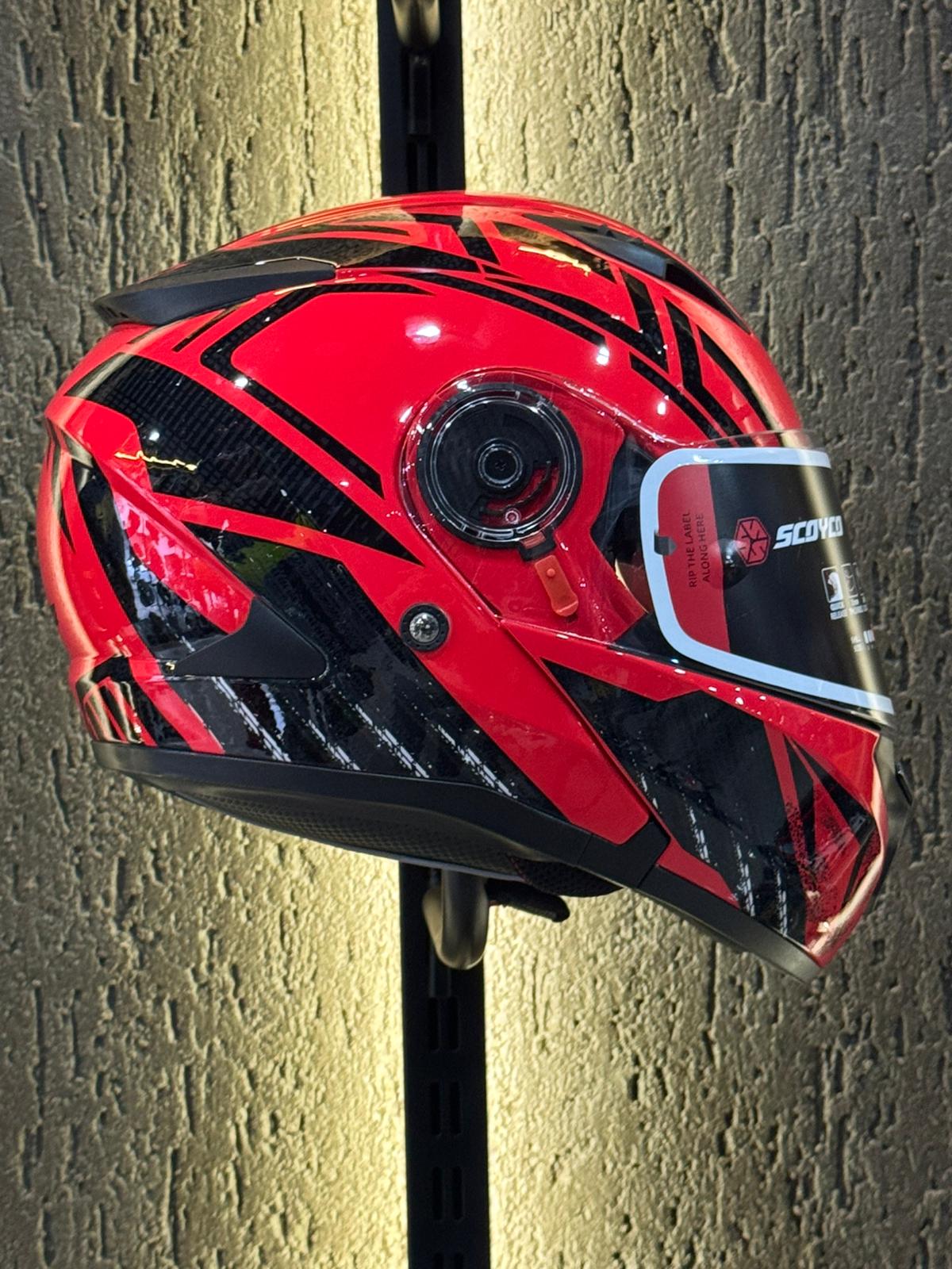Scoyco Kırmızı Çene Açılır Kask - Görsel 2