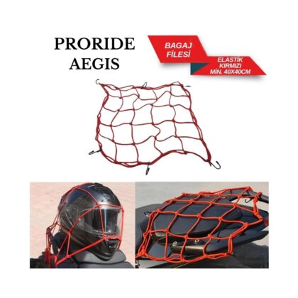 Proride Aegis Motosiklet Bagaj Filesi Kırmızı 40x40 CM
