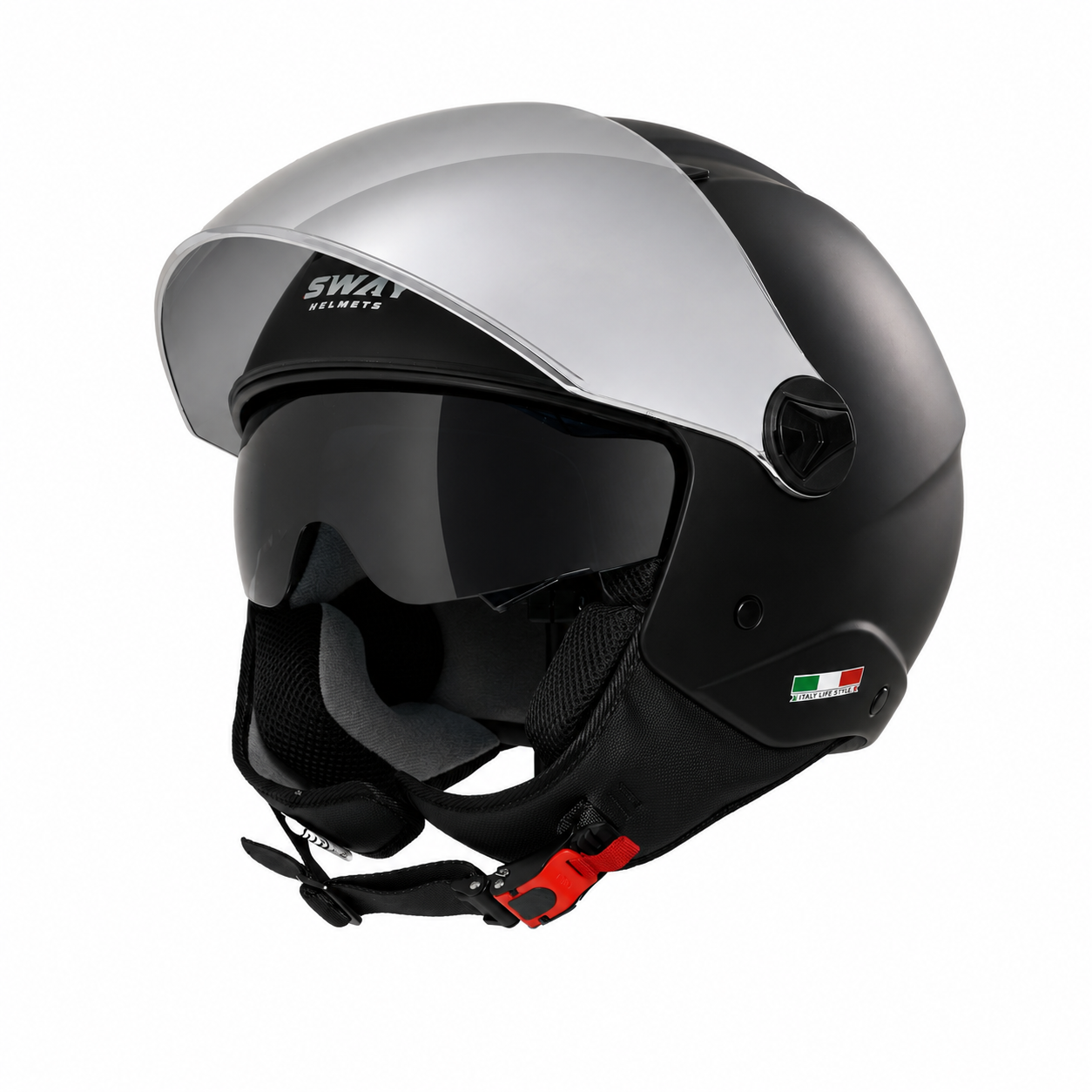 SWAY SW 765 Matt Black Yarım Kask - Görsel 3