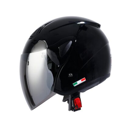 SWAY 700 Parlak Siyah Yarım Kask (Silver Gri Vizör)