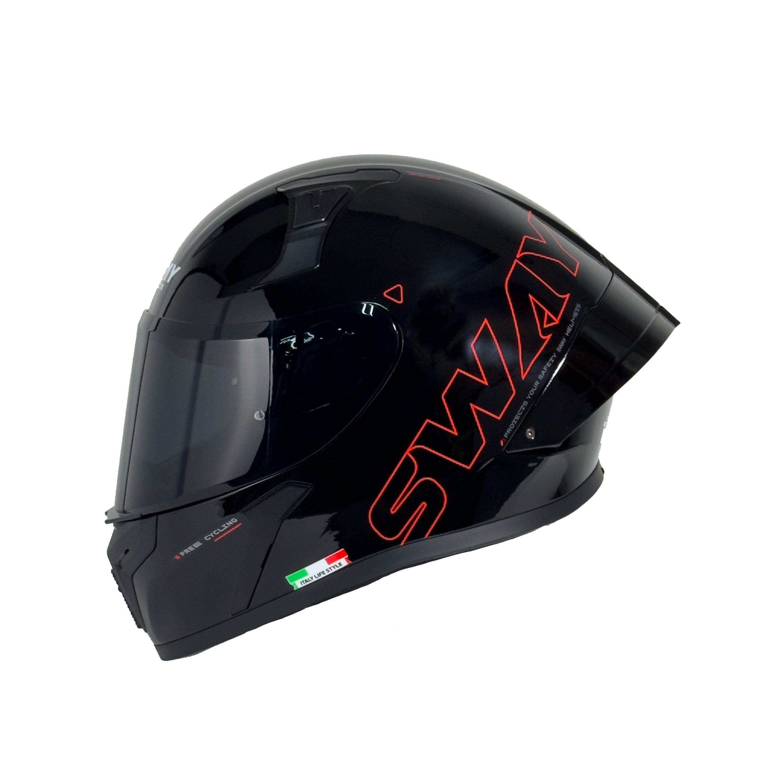 SWAY F357 Kask Parlak Siyah Kırmızı