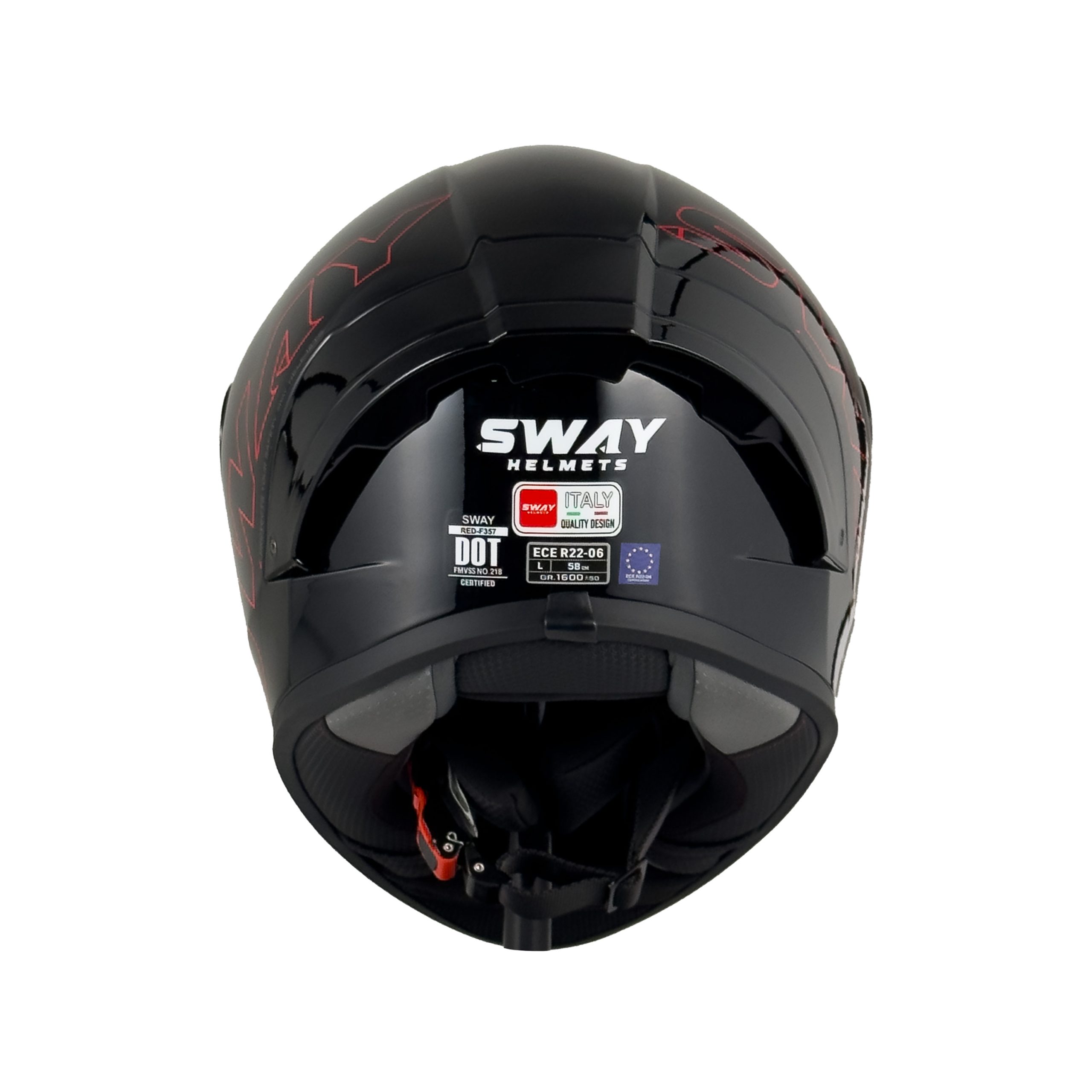 SWAY F357 Kask Parlak Siyah Kırmızı - Görsel 2