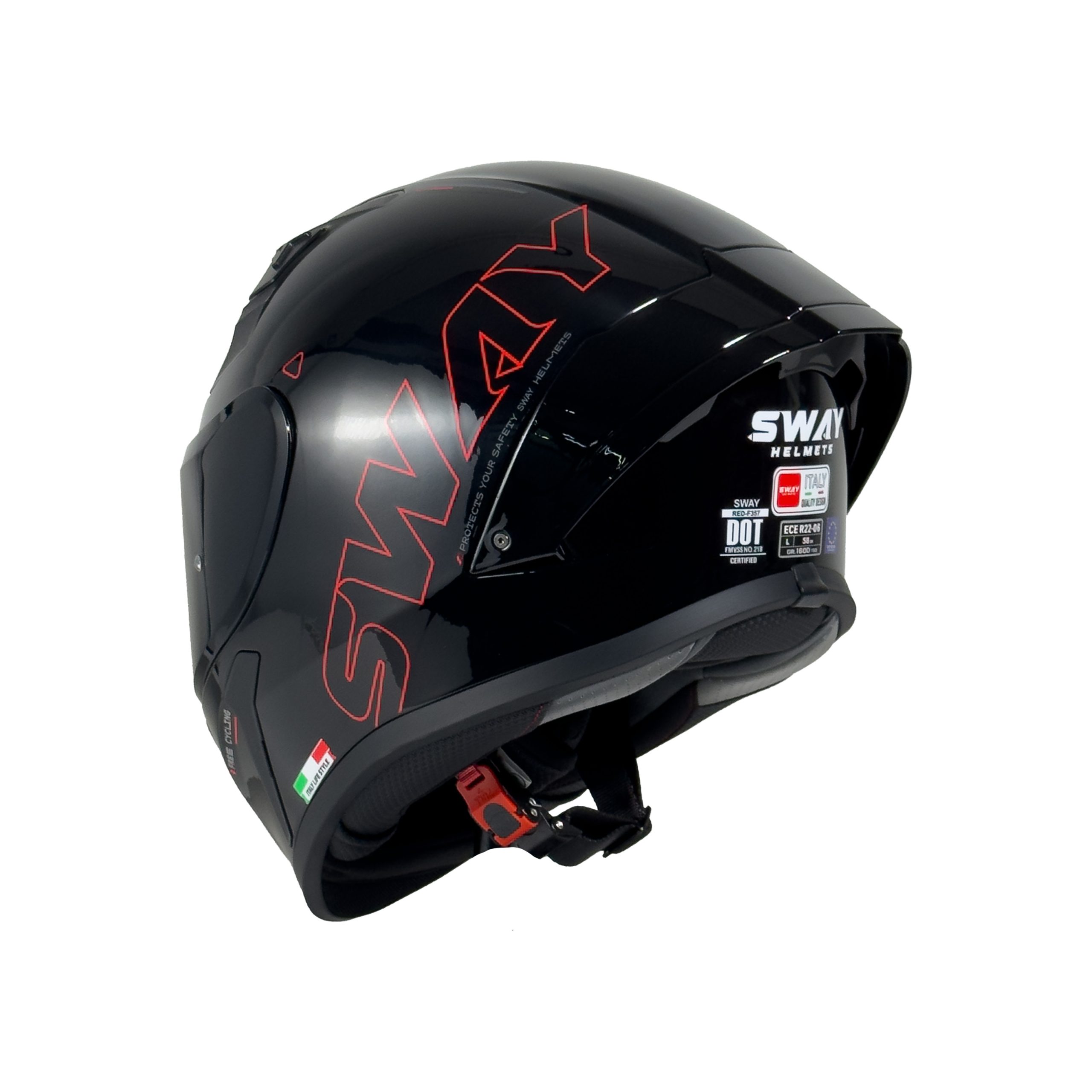 SWAY F357 Kask Parlak Siyah Kırmızı - Görsel 4