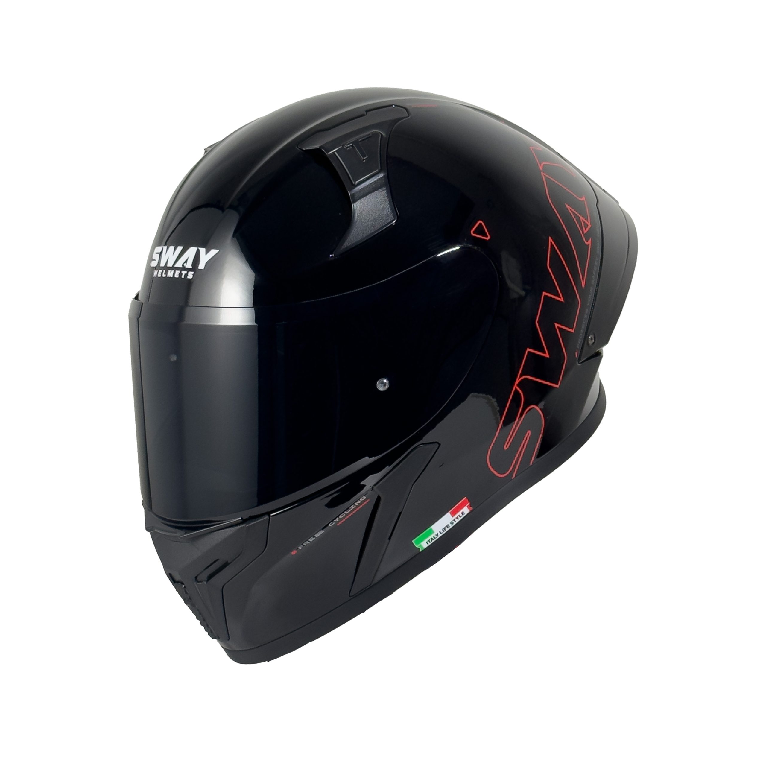 SWAY F357 Kask Parlak Siyah Kırmızı - Görsel 5