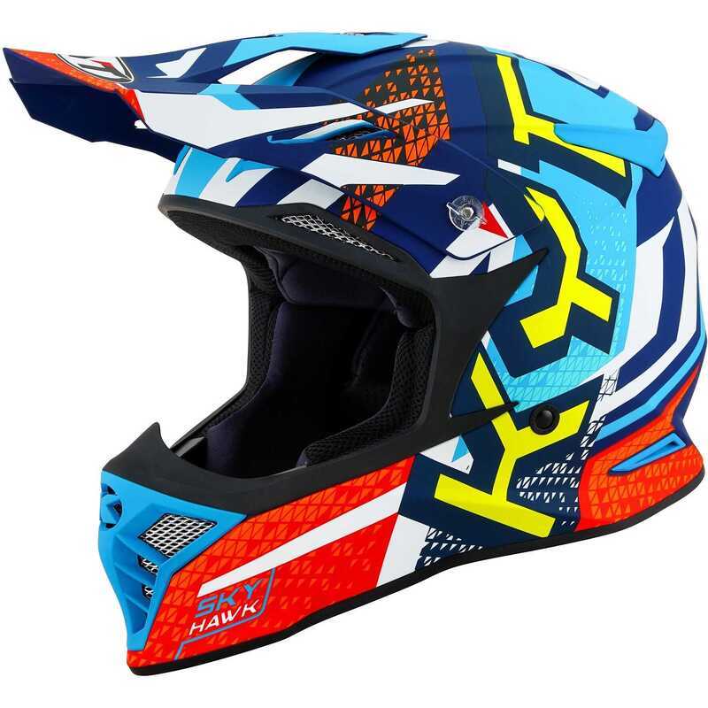 KYT Skyhawk Kask Hyperflow Matt Lıght Blue / Red