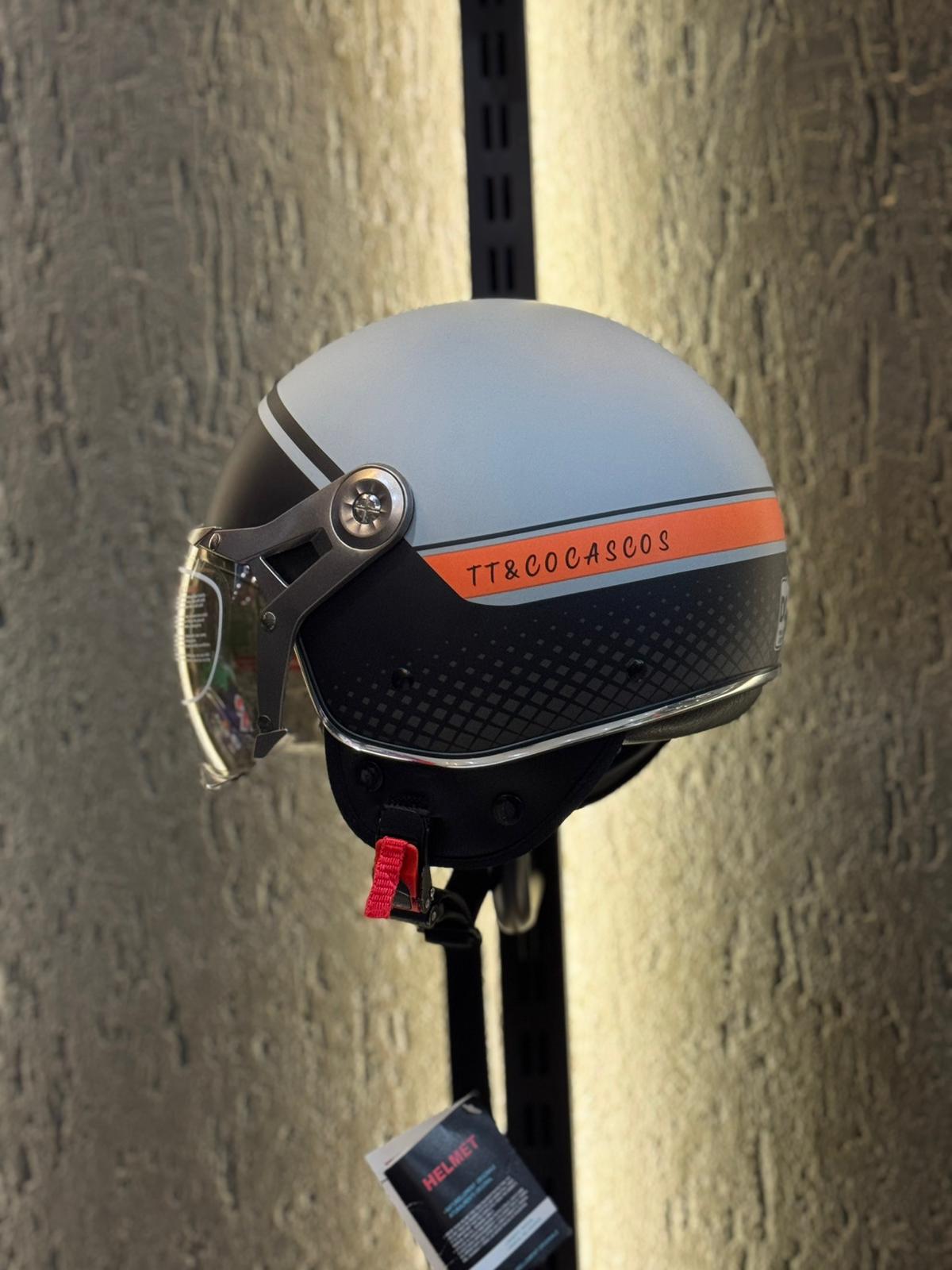 Aegis Retro Açık Kask (Gri-Turuncu)