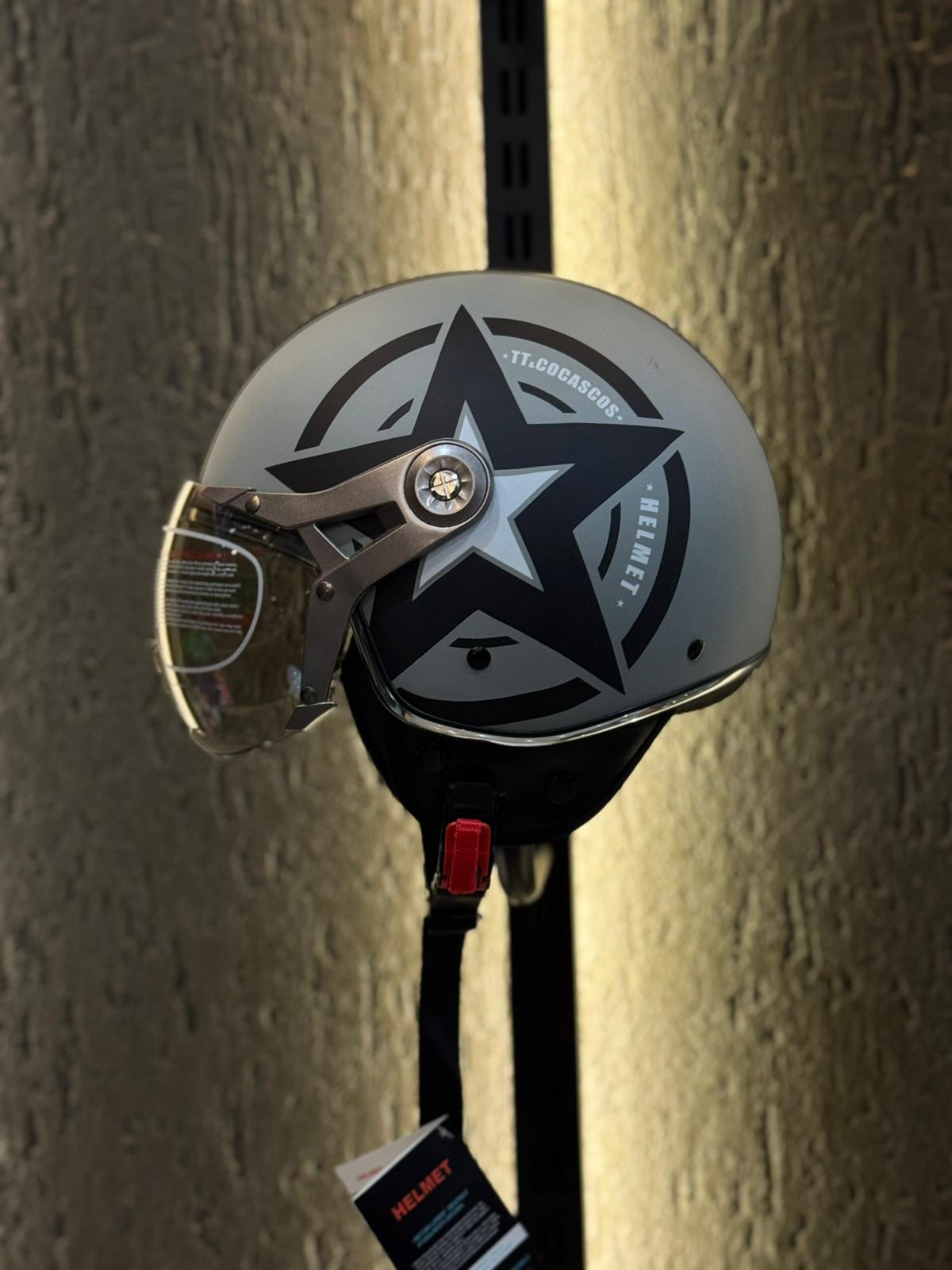Aegis Retro Açık Kask ( Gri Yıldızlı )