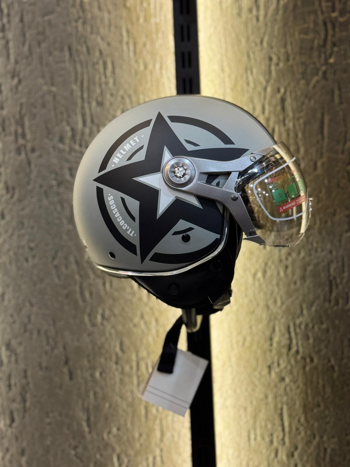Aegis Retro Açık Kask ( Gri Yıldızlı ) - Görsel 2