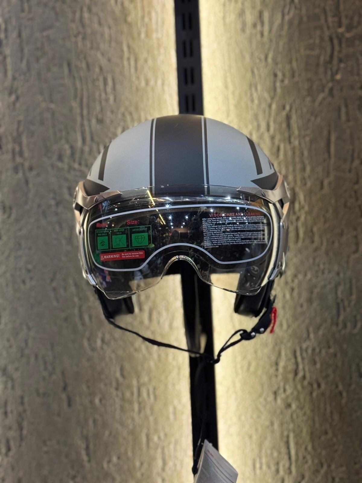 Aegis Retro Açık Kask ( Gri Yıldızlı ) - Görsel 3