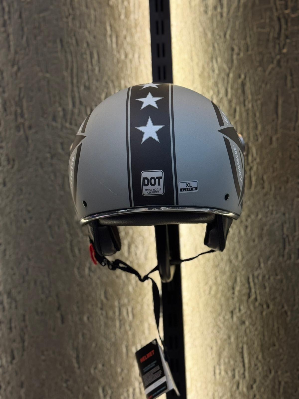 Aegis Retro Açık Kask ( Gri Yıldızlı ) - Görsel 4