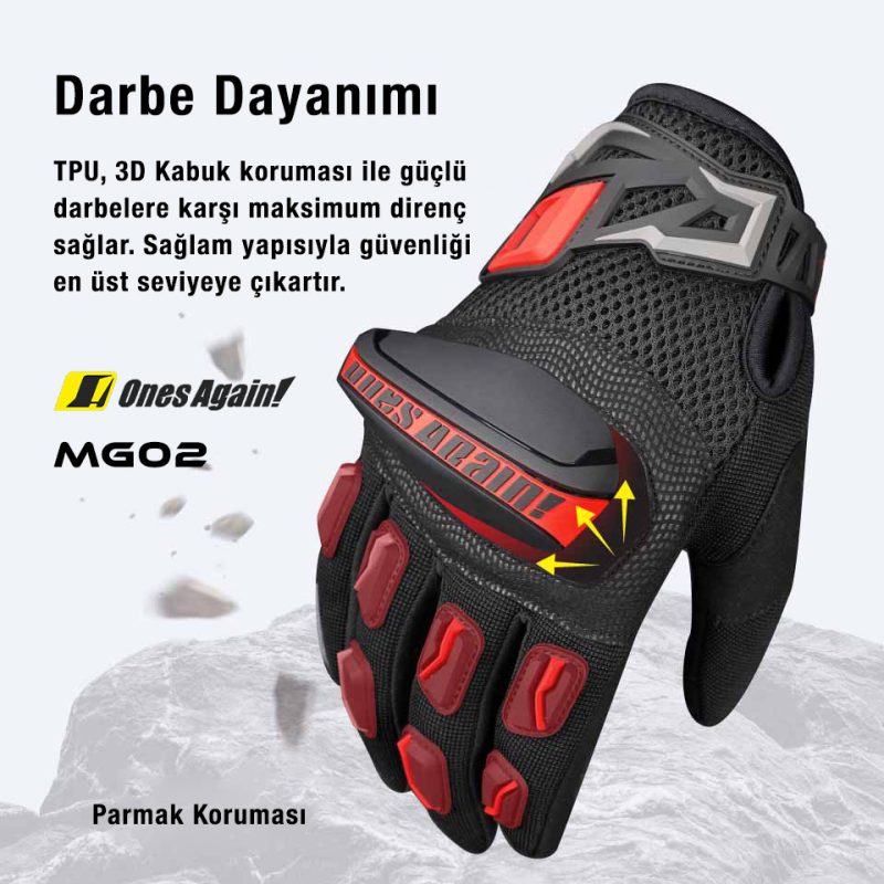 ONES AGAIN MG02 Kırmızı Eldiven - Görsel 3